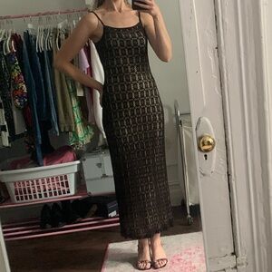 Slinky 90s Black Crochet Gown